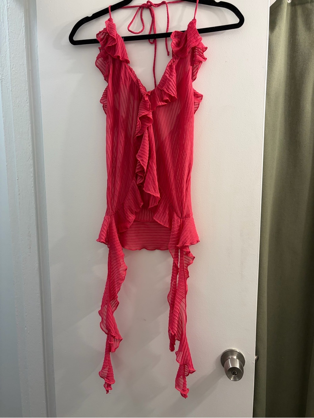 Zara Hot Pink Ruffle Halter Top